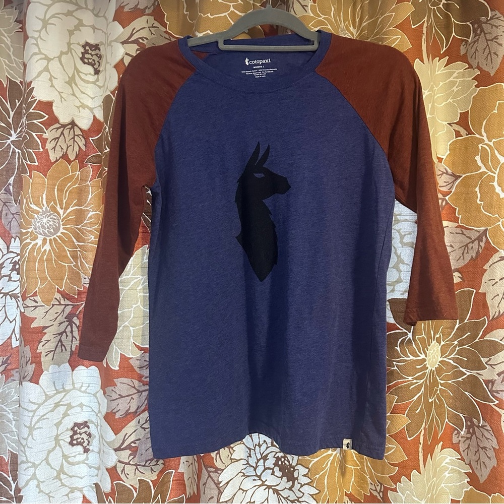 Cotopaxi Llama - Baseball T-Shirt - Women's | Blue Violet/Rust